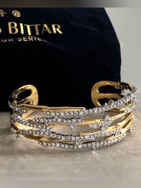 NEW Alexis Bittar Pave Crystal Encrusted Thorn Cuff Bracelet AU21